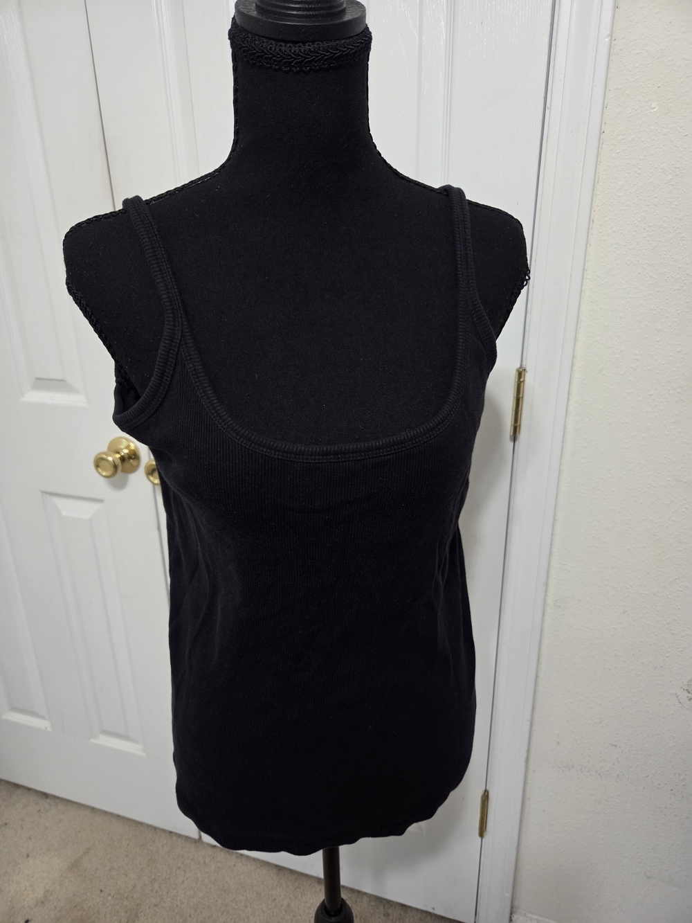 Scoop Neck Black Ribbed Tank Top - Everyday Essential
